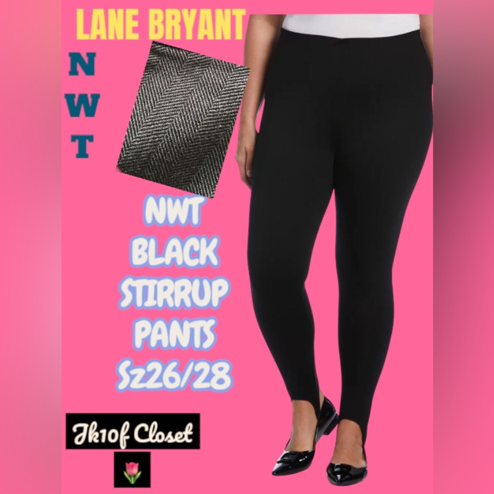 LOWEST🌺 NWT LANE BRYANT 26/28 BLACK HERRINGBONE STIRRUP LEGGING PANTS